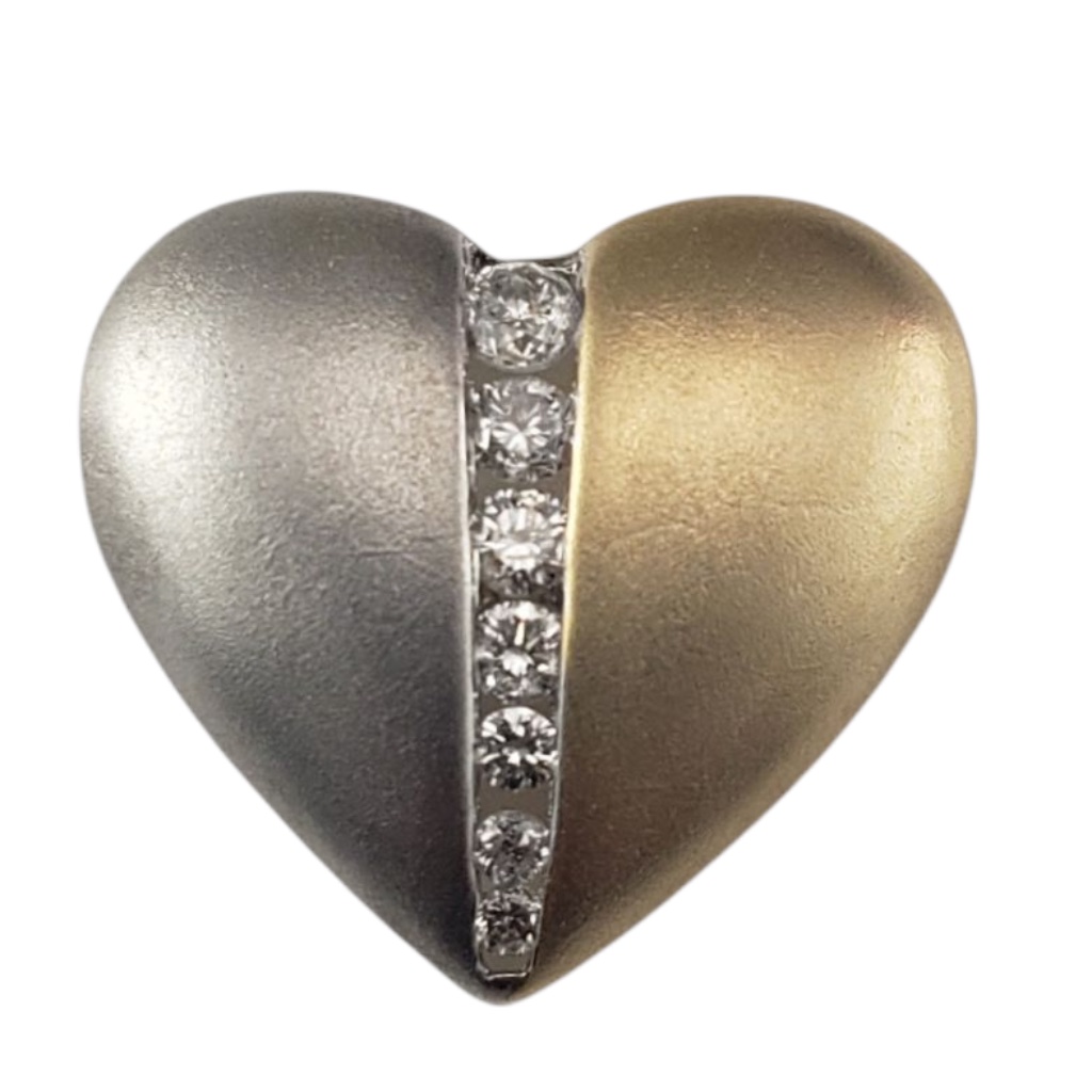 14 Karat Two-Tone Gold And Diamond Heart Pendant #21398